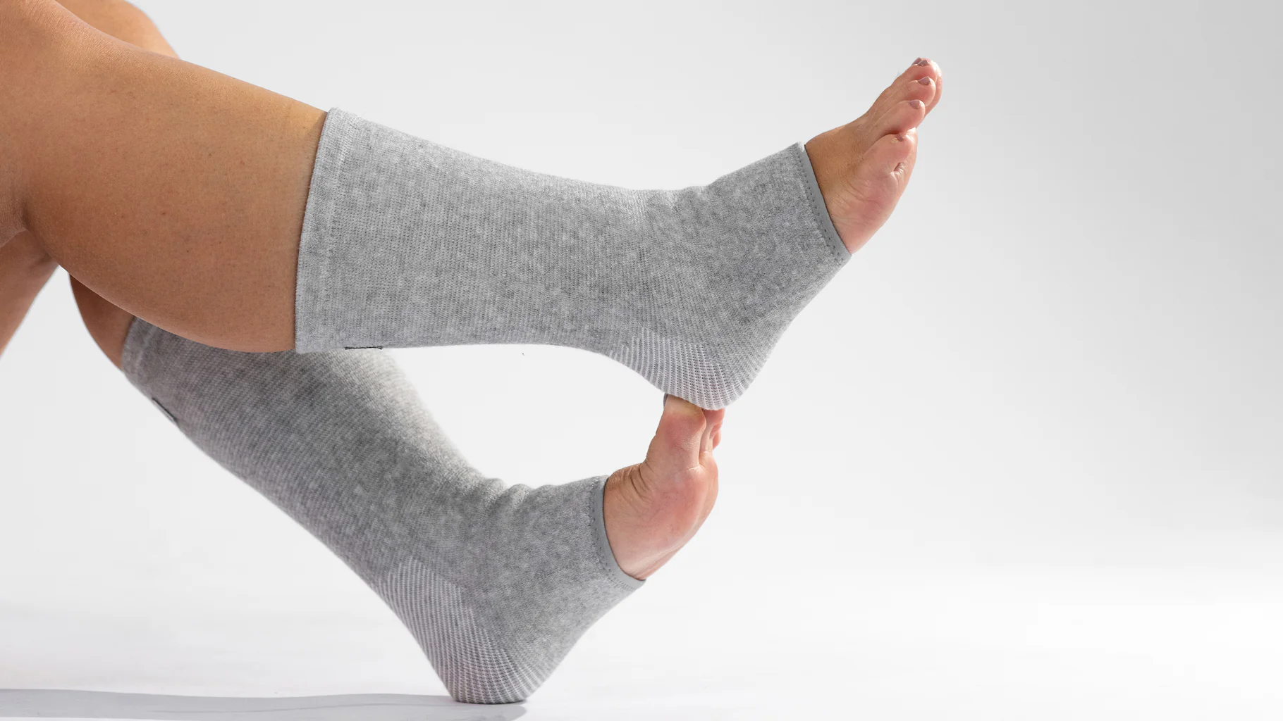 Meias Bampress sendo usadas